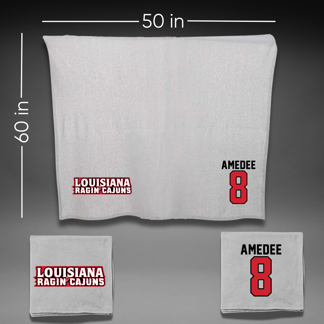 University of Louisiana at Lafayette Baseball Gray Blanket - #8 Lee Amedee