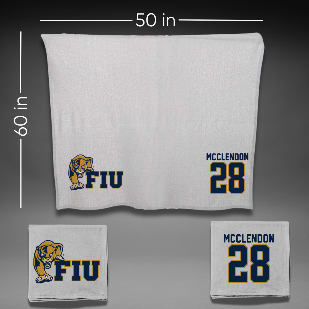 Florida International University Football Gray Blanket - #28 Jeremiah McClendon