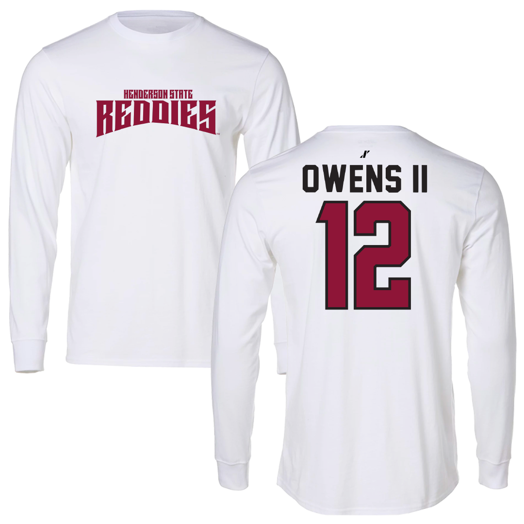 Henderson State University Football White Classic Performance Long Sleeve - #12 Kirby Owens II
