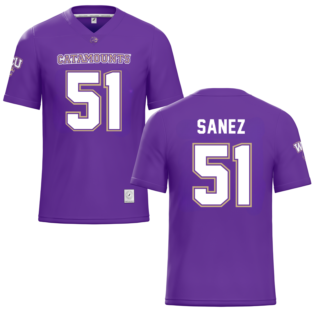 Western Carolina University Purple Football Jersey - #51 Aaron Sanez