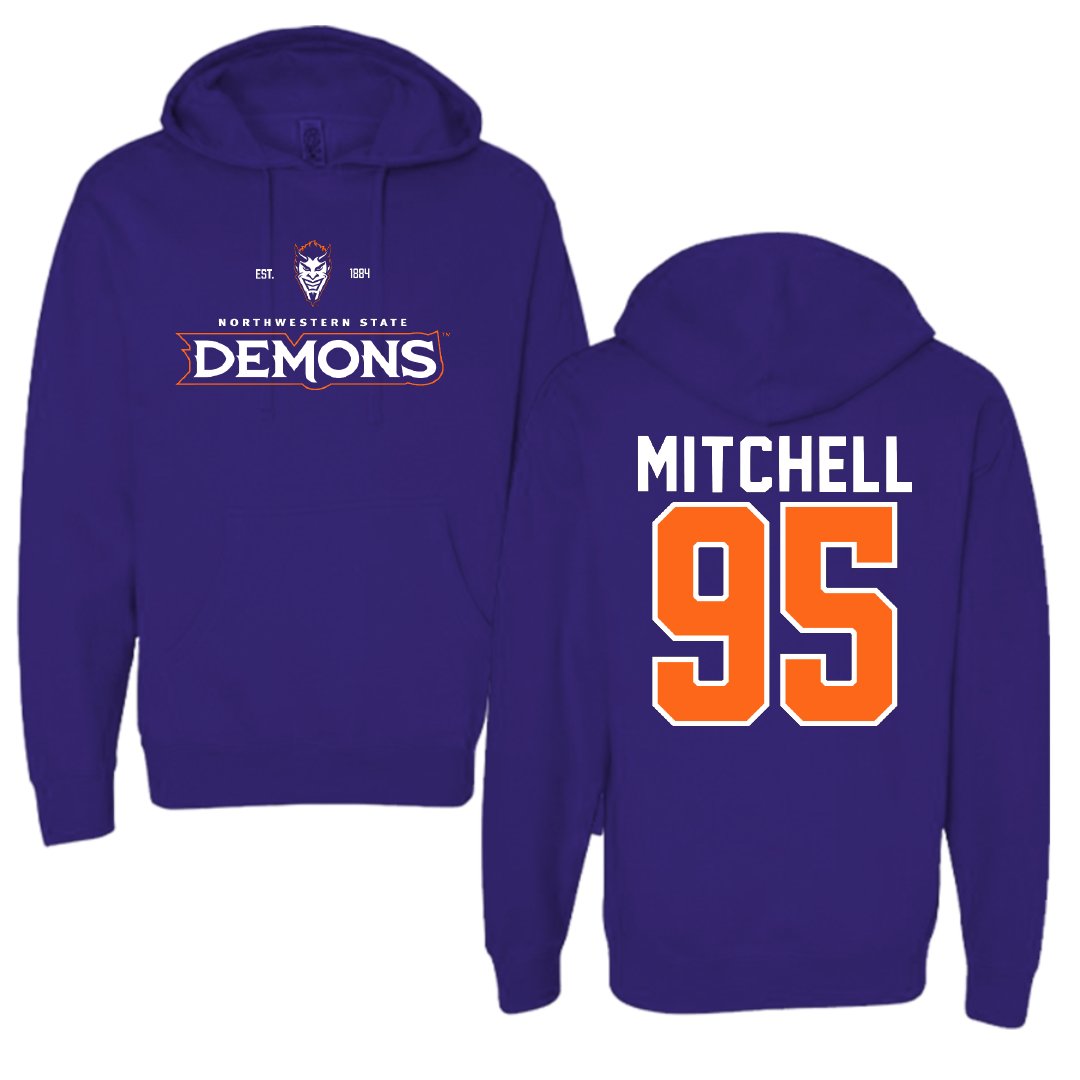 Northwestern State University Football Purple General Hoodie - #95 Johnny Mitchell