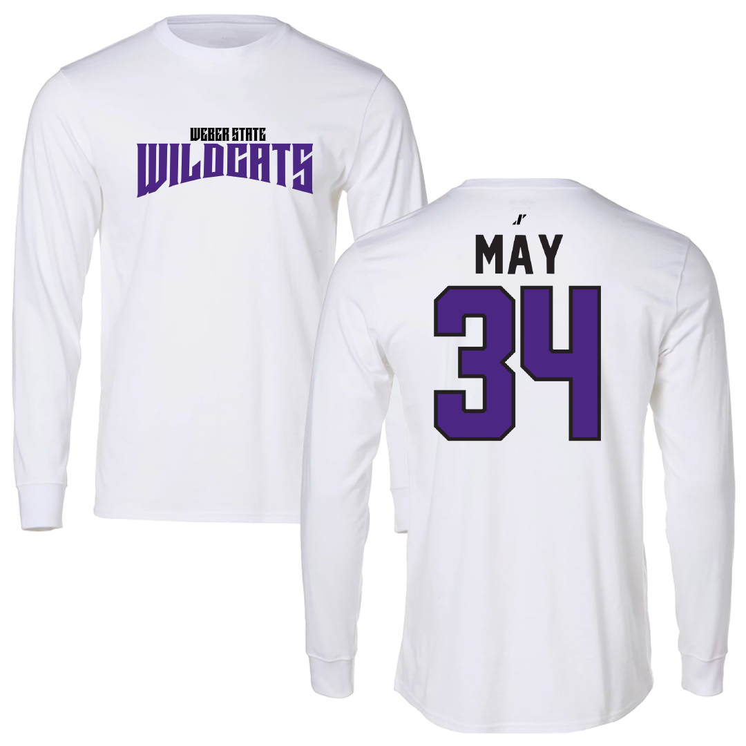 Weber State University Football White Classic Performance Long Sleeve - #34 Colter May