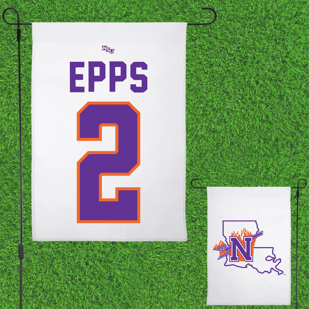 Northwestern State University Basketball White Garden Flag - #2 Jamison Epps