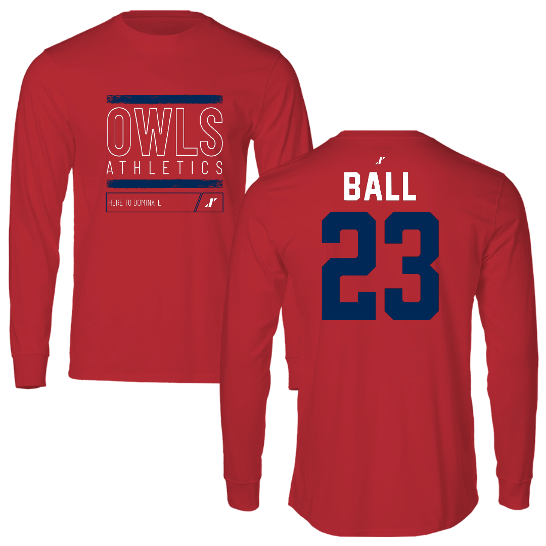 Florida Atlantic University Baseball Red Dominate Long Sleeve - #23 Dawson Ball