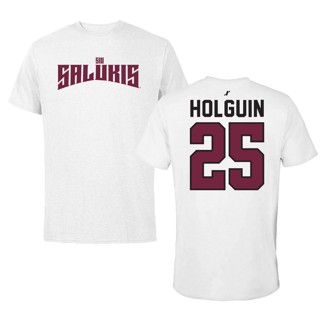 Southern Illinois University at Carbondale Baseball White Classic Tee - #25 Al Holguin