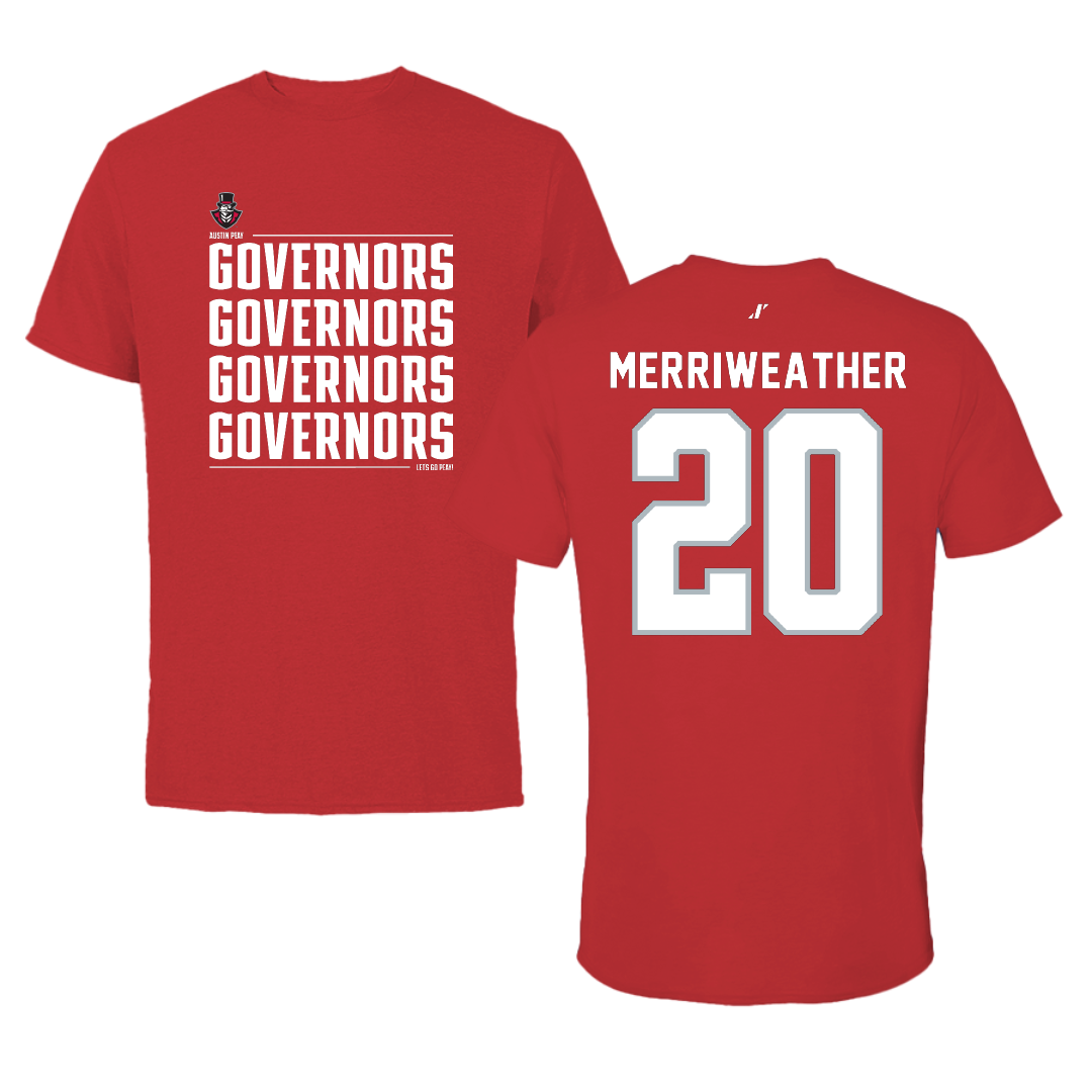 Austin Peay State University Baseball Red General Performance Tee - #20 DJ Merriweather