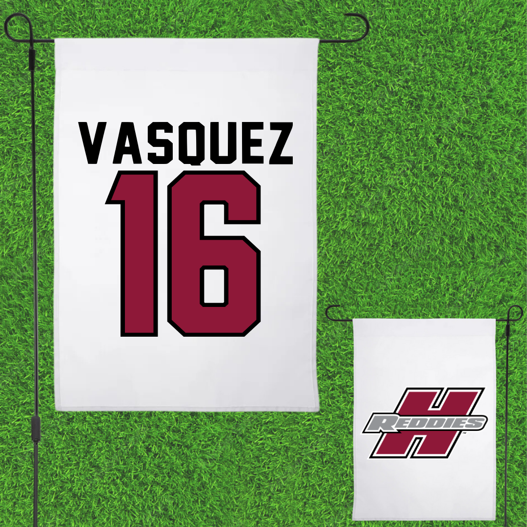 Henderson State University Baseball White Garden Flag - #16 Julio Vasquez
