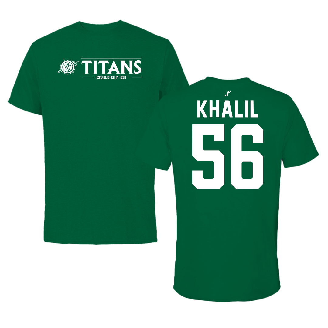 Illinois Wesleyan University Football Green General Performance Tee - #56 Mo Khalil