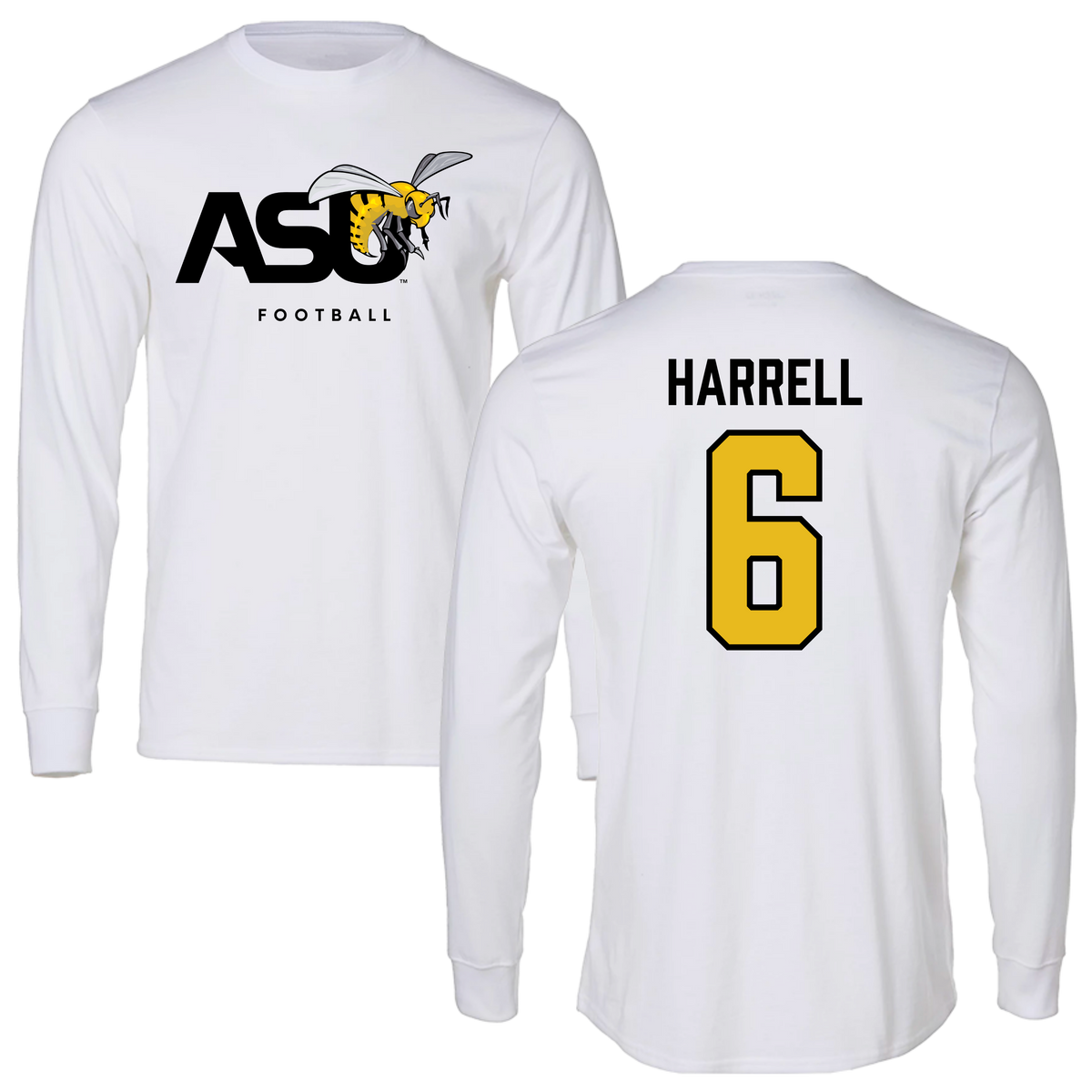 Alabama State University Football White Long Sleeve - #6 Ajai Harrell