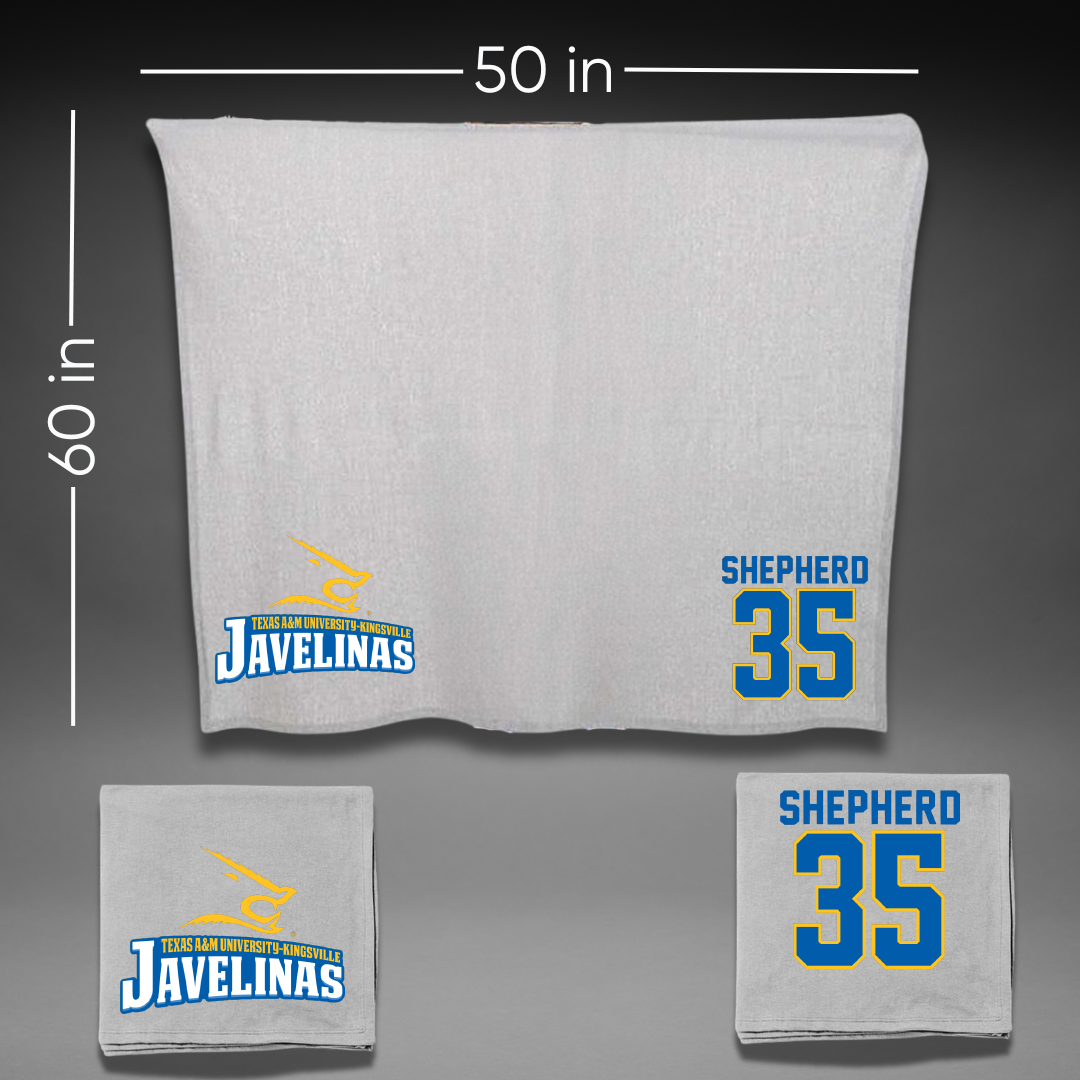 Texas A&M University-Kingsville Baseball Gray Javelinas Blanket - #35 Karson Shepherd