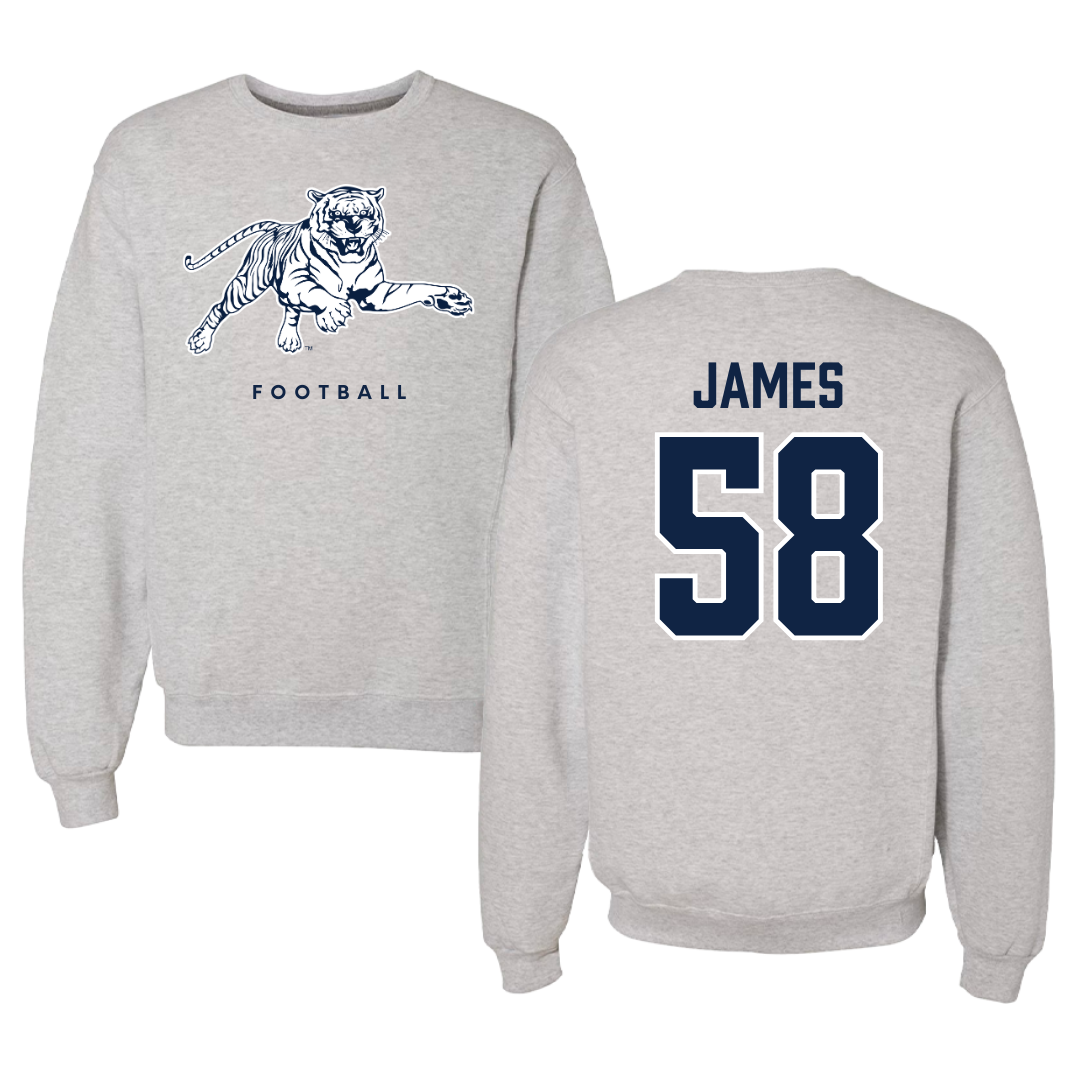 Jackson State University Football Gray Crewneck - #58 Cameron James
