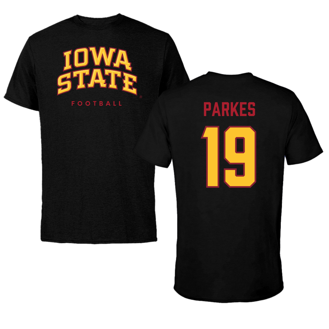 Iowa State University Football Black Performance Tee - #19 Michael Parkes
