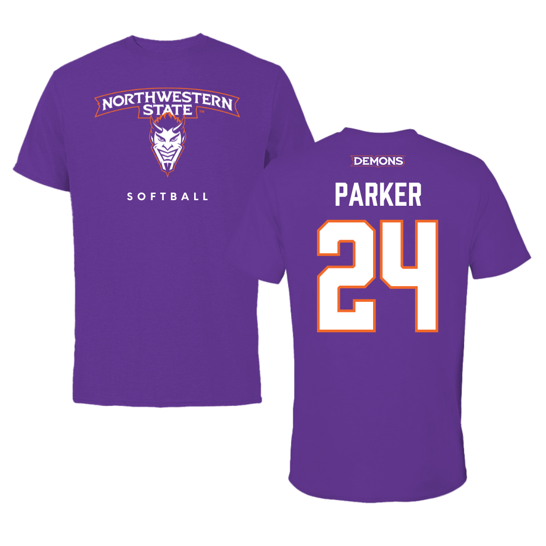 Northwestern State University Softball Purple Mascot Performance Tee - #24 Haley Parker