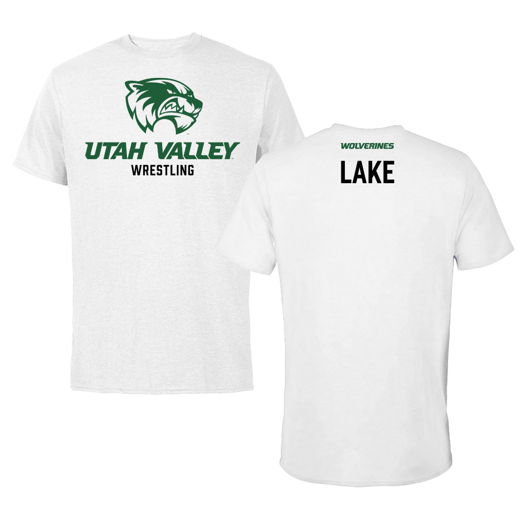 Utah Valley University Wrestling White Performance Tee - Kyler Lake