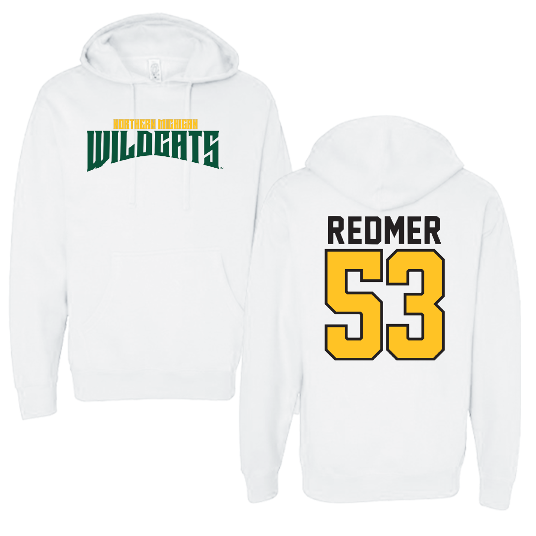 Northern Michigan University Football White Classic Hoodie - #53 Brady Redmer