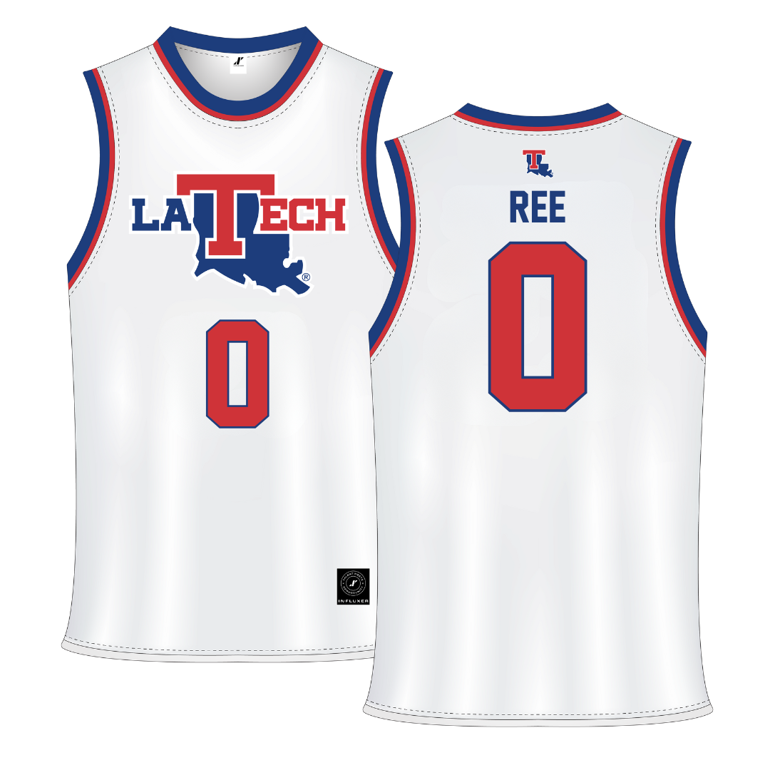 Louisiana Tech University White Basketball Jersey - #0 Devin Ree