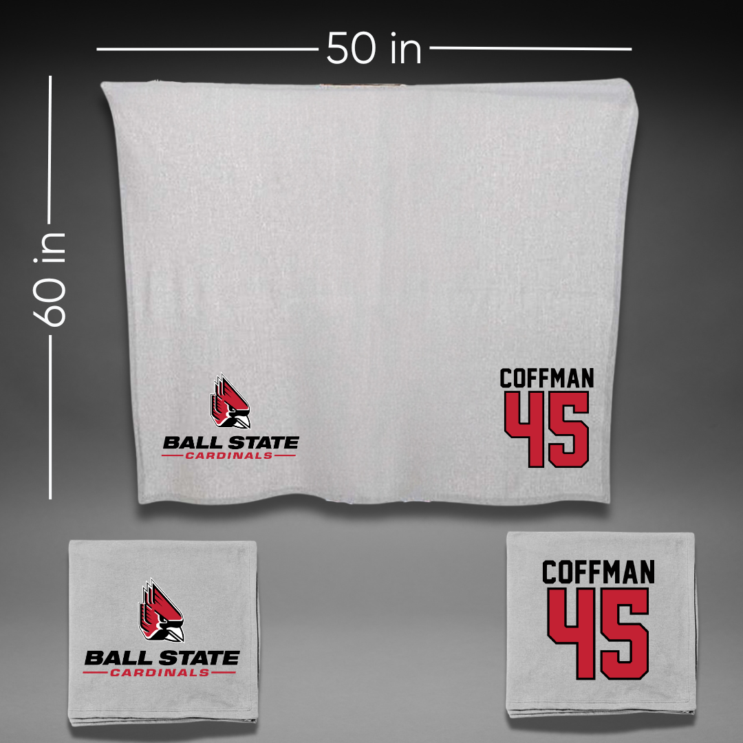 Ball State University Baseball Gray Blanket - #45 Owen Coffman