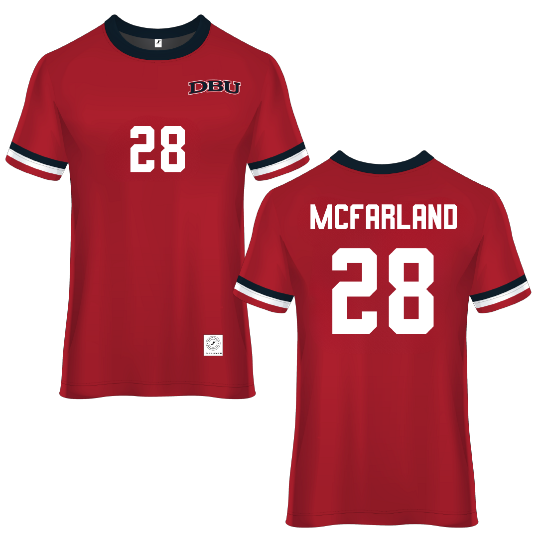 Dallas Baptist University Red Soccer Jersey - #28 Riley McFarland