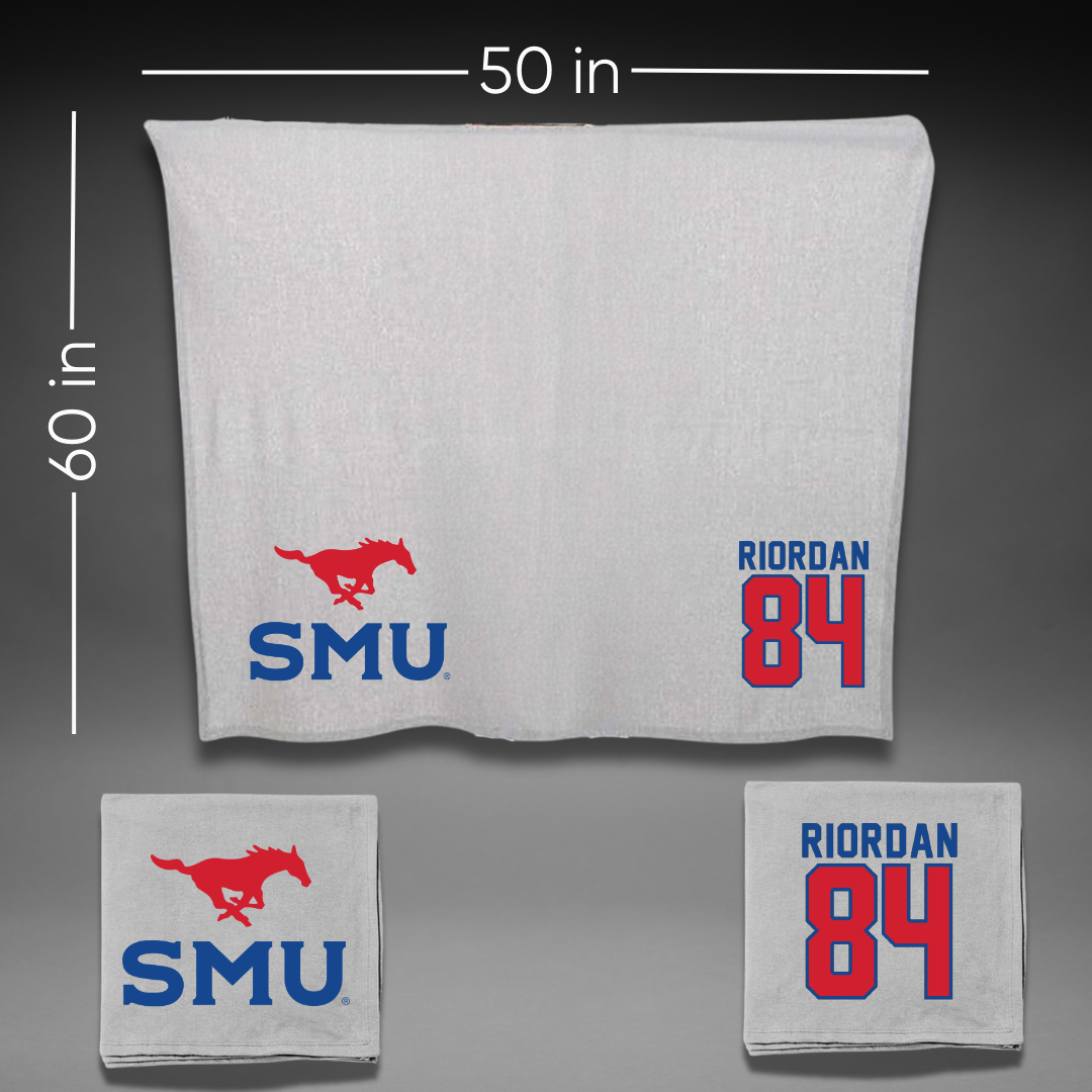 Southern Methodist University Football Gray Blanket - #84 Tripp Riordan