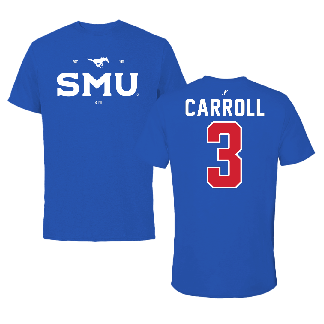 Southern Methodist University Football Blue General Performance Tee - #3 Jamarion Carroll