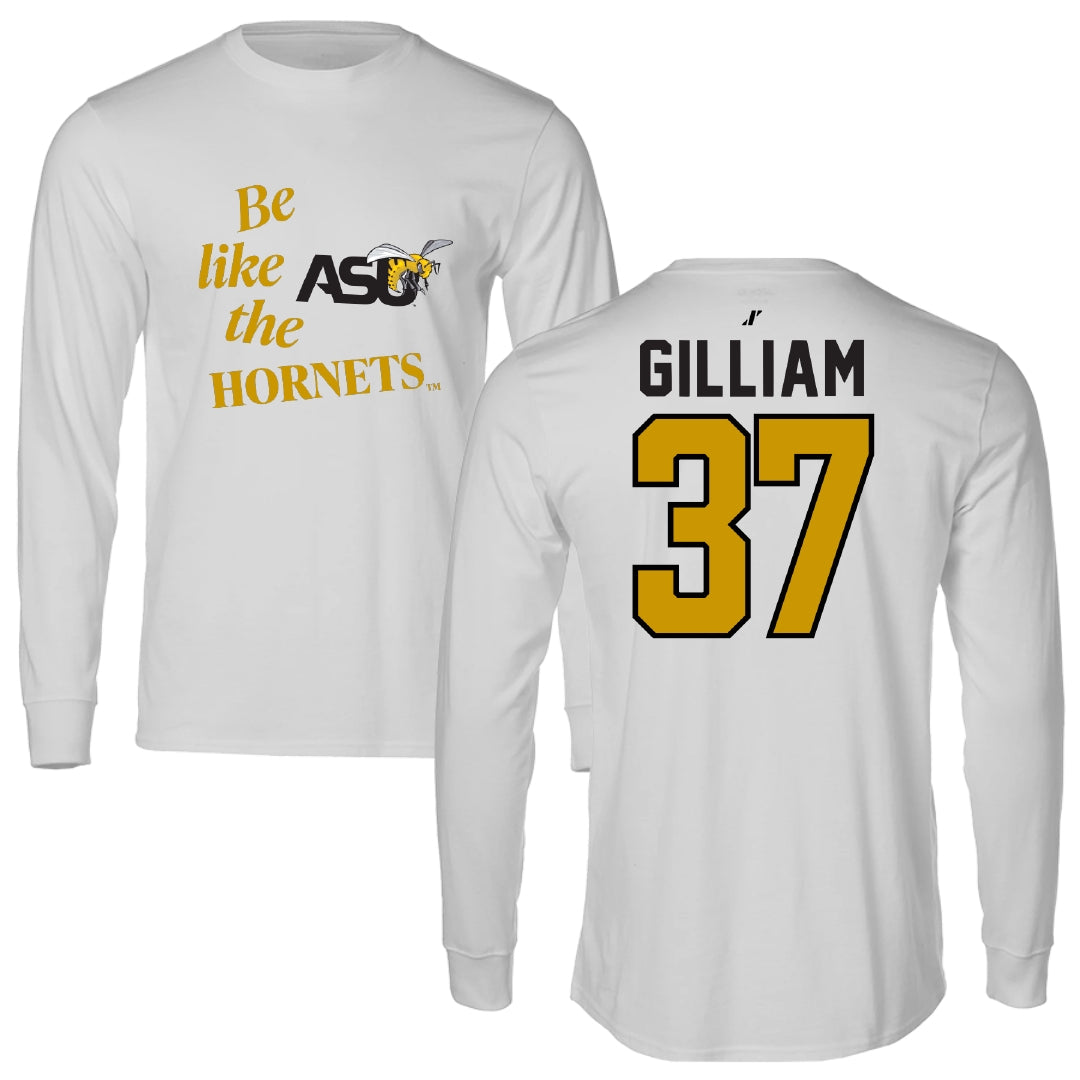 Alabama State University Football Light Gray Be Like Us Performance Long Sleeve - #37 Brandon Gilliam