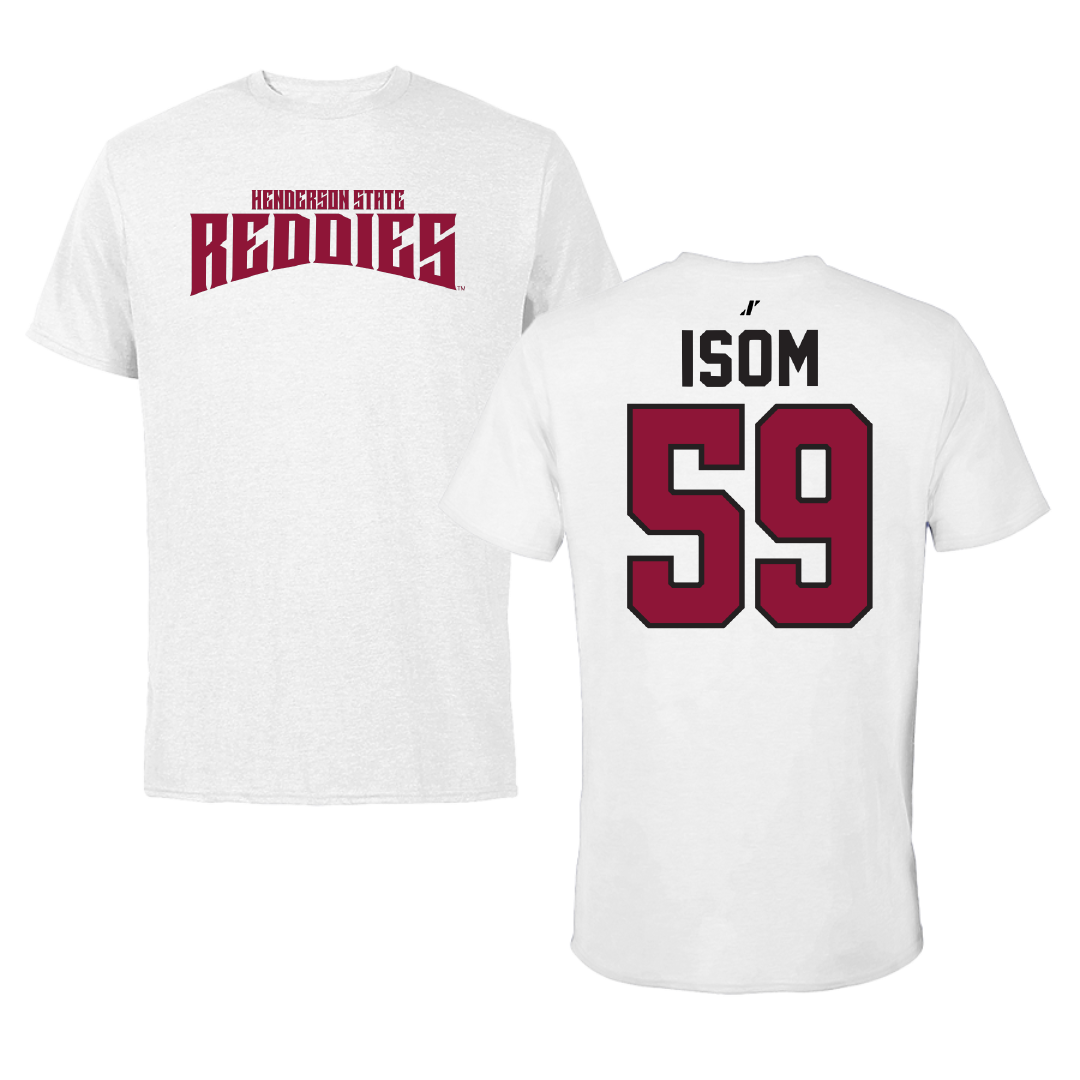 Henderson State University Football White Classic Tee - #59 Alexander Isom