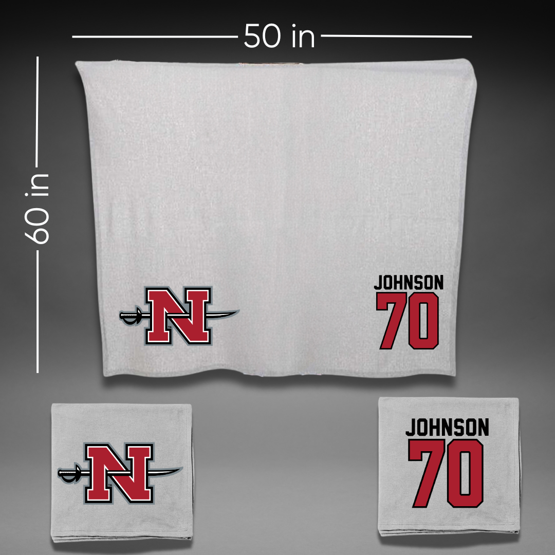 Nicholls State University Football Gray Blanket - #70 Jacob Johnson