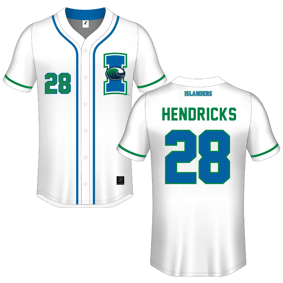 Texas A&M University-Corpus Christi White Button-Down Jersey - #28 Evans Hendricks