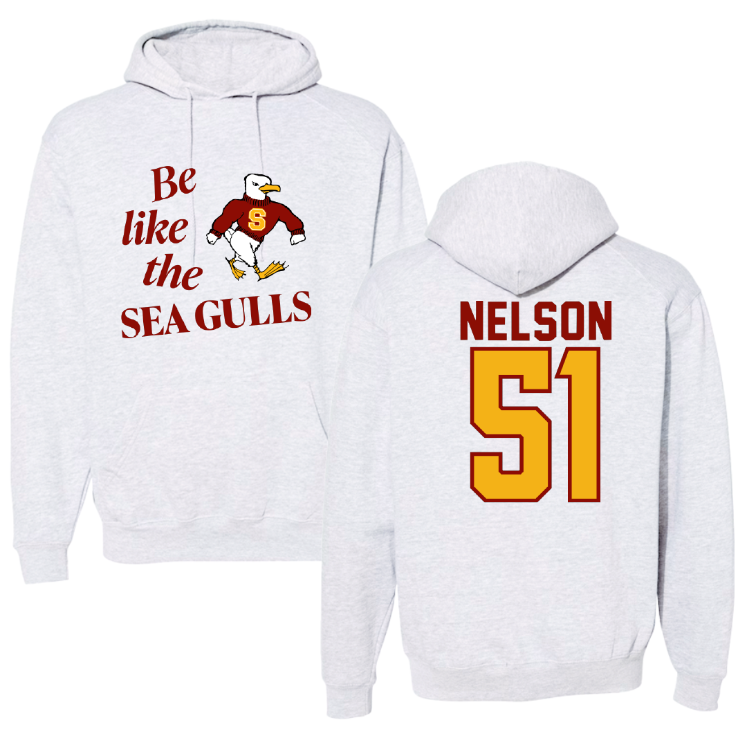 Salisbury University Football Light Gray Be Like Us Hoodie - #51 Matt Nelson