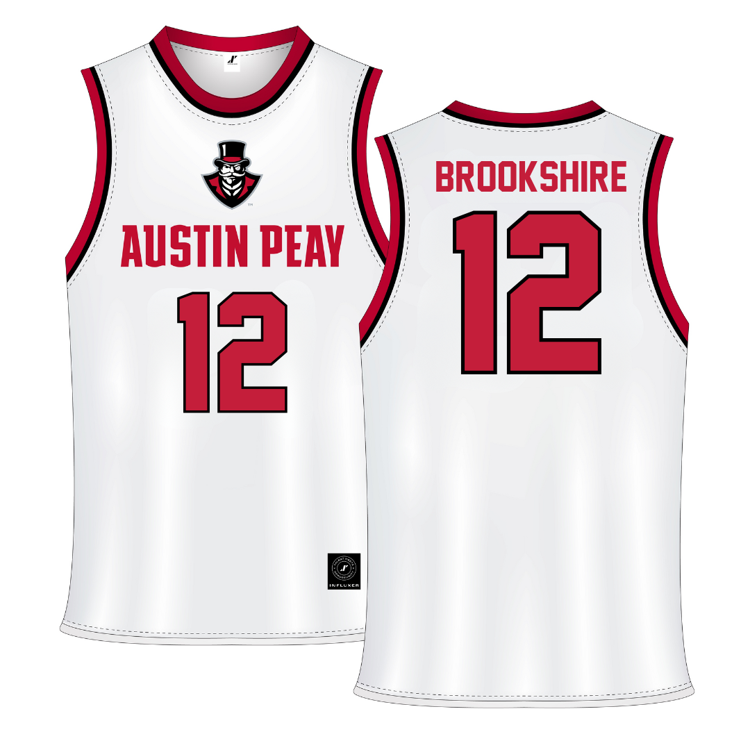 Austin Peay State University White Basketball Jersey - #12 Anton Brookshire