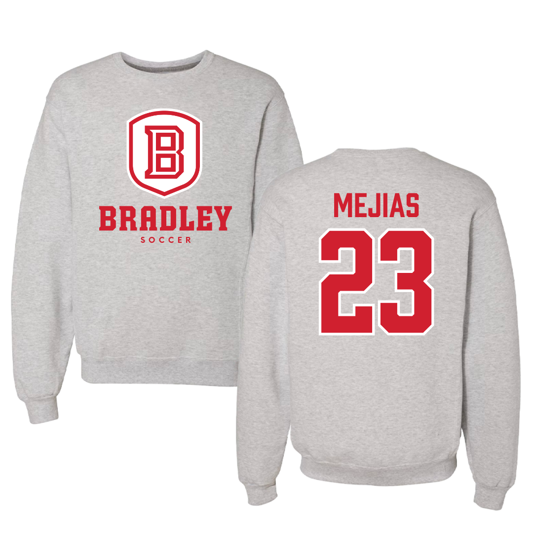Bradley University Soccer Gray Crewneck - #23 Jamaine Mejias