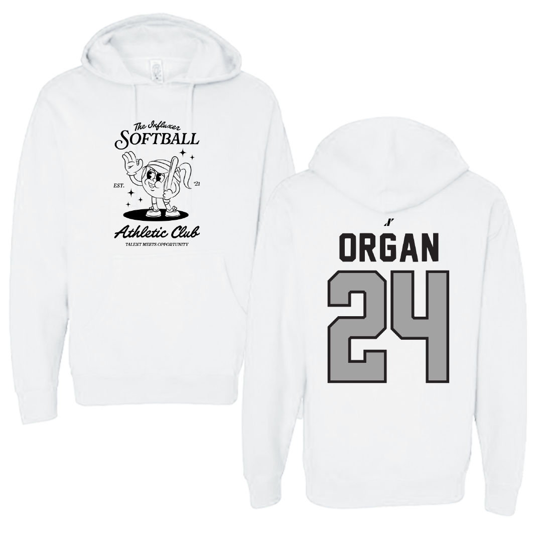 Softball White Influxer Athletic Club Hoodie - #24 Hannah Organ