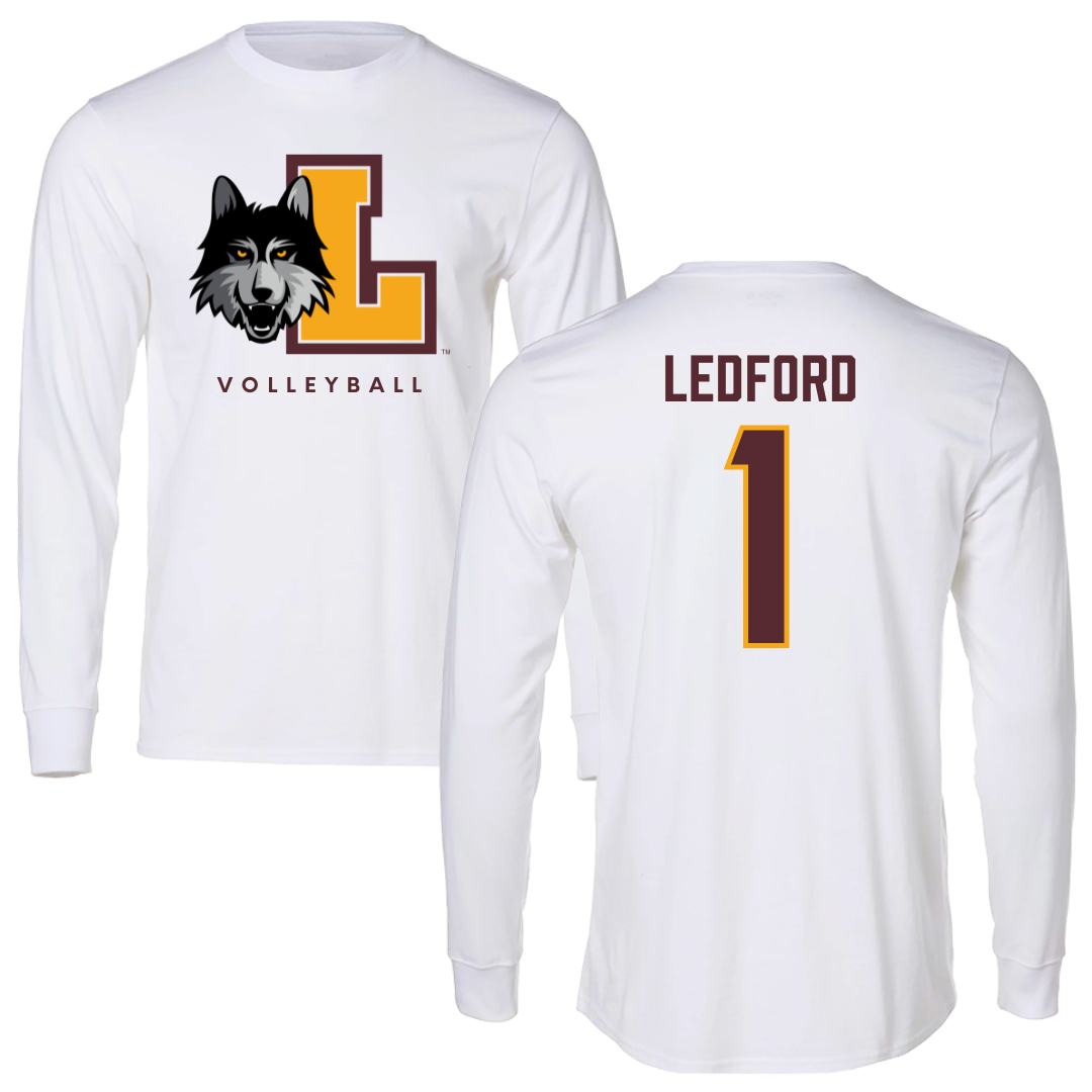 Loyola University-Chicago Volleyball White Mascot Long Sleeve - #1 Charlie Ledford
