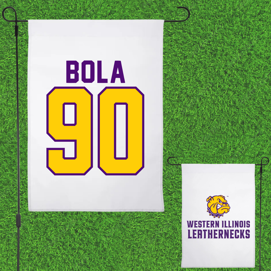 Western Illinois University Football White Garden Flag - #90 Mayo Bola
