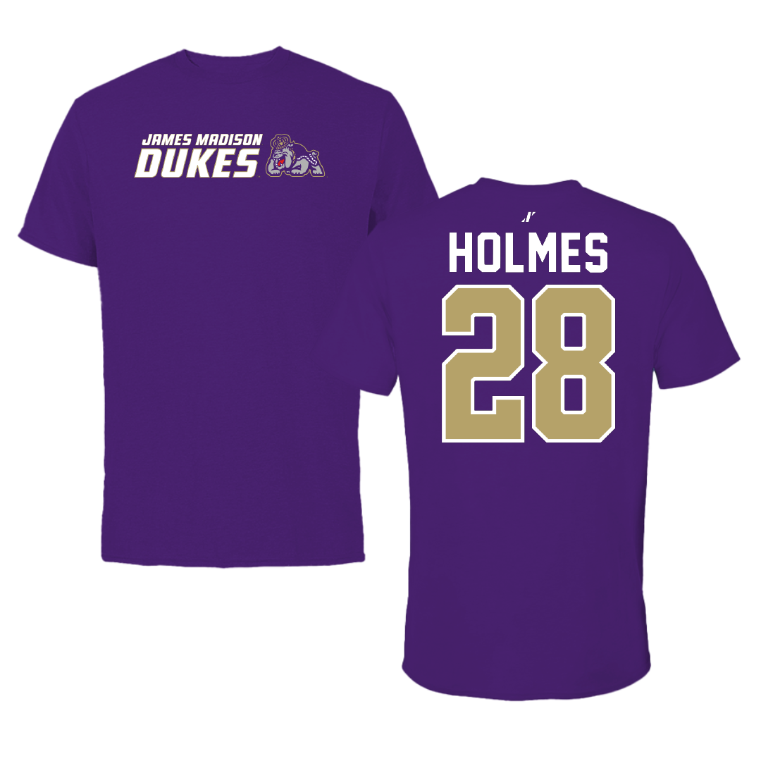 James Madison University Football Purple General Tee - #28 Kye Holmes