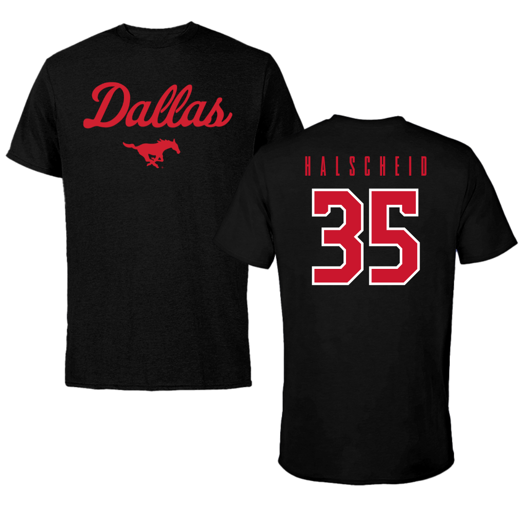Southern Methodist University Soccer Black Dallas Performance Tee - #35 Hayden Halscheid