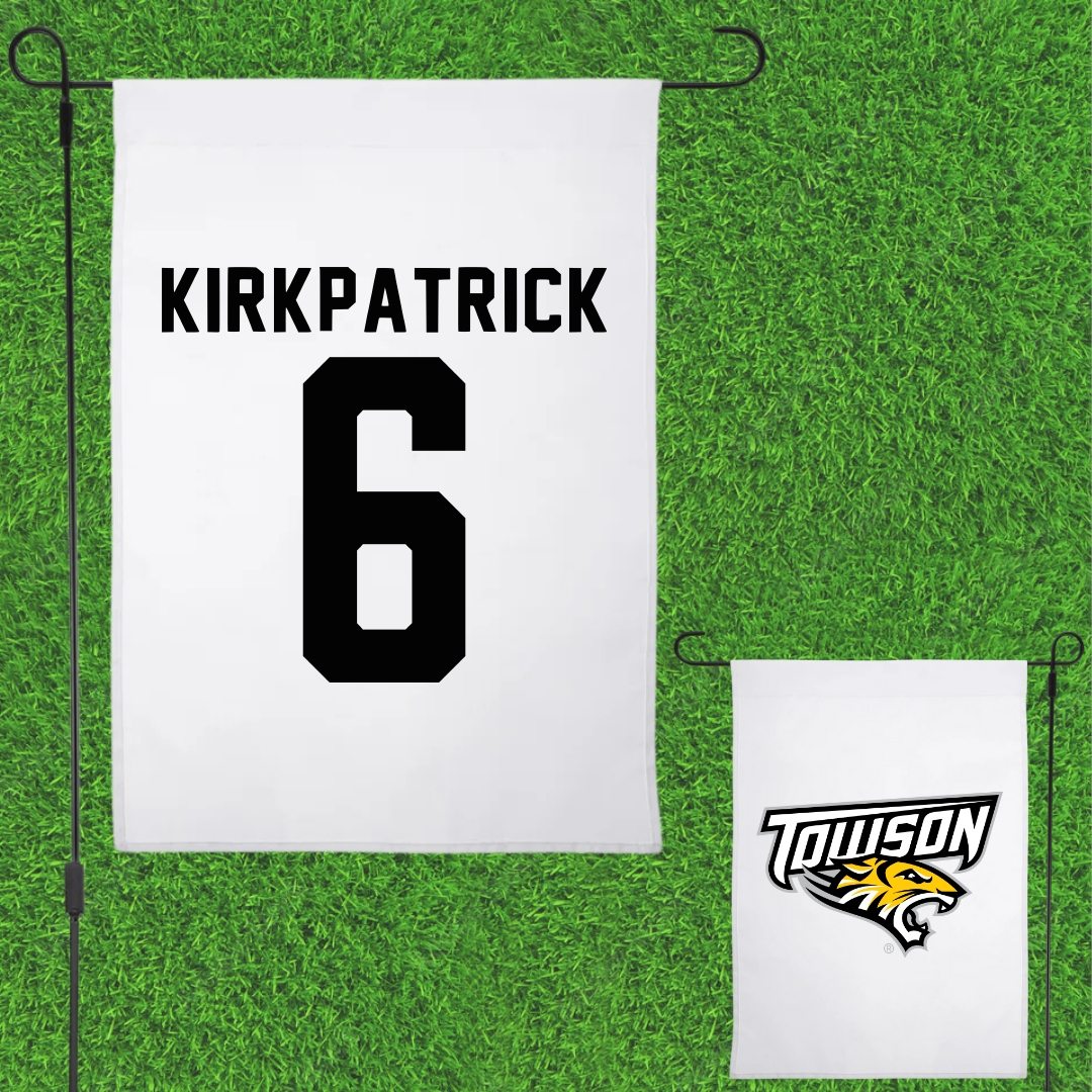 Towson University Soccer White Garden Flag - #6 Emily Kirkpatrick