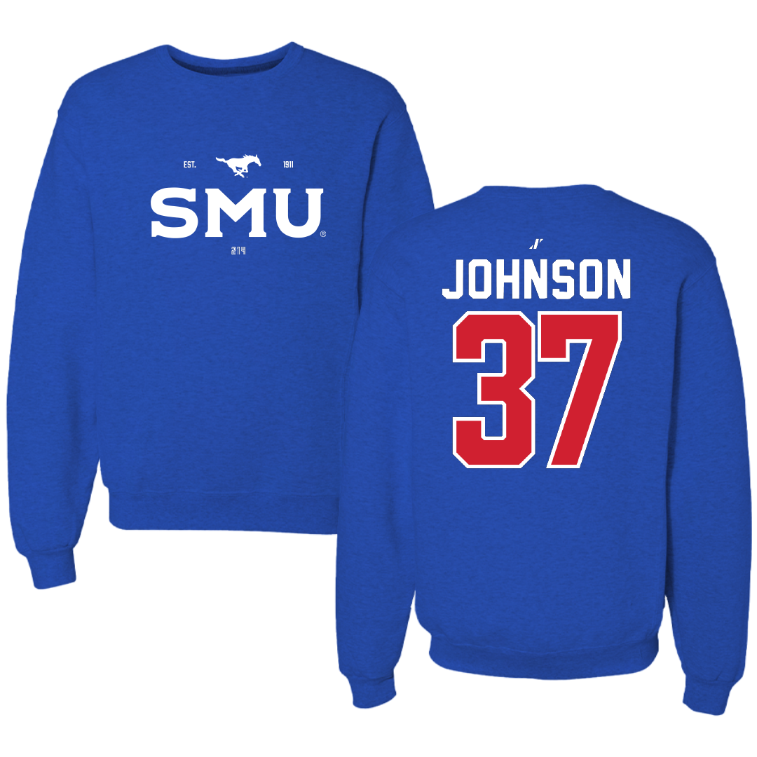 Southern Methodist University Soccer Blue General Crewneck - #37 Chance Johnson
