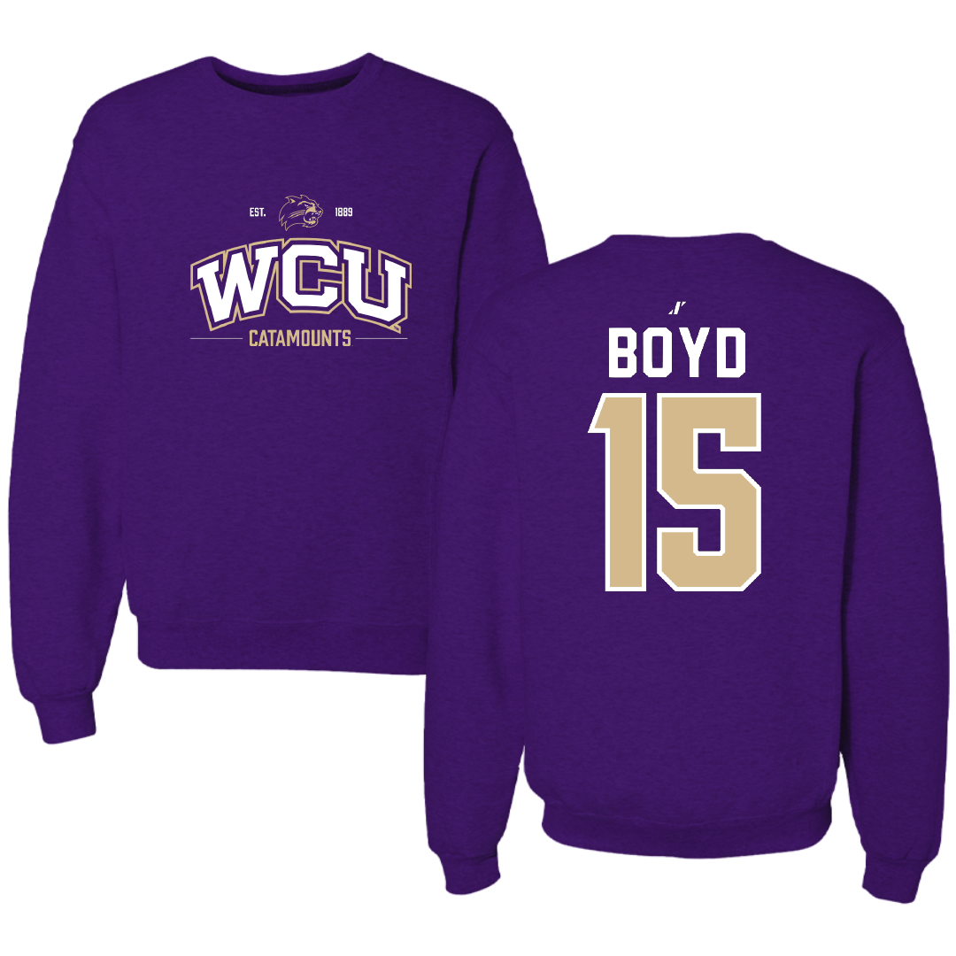 Western Carolina University Football Purple General Crewneck - #15 Jai Boyd