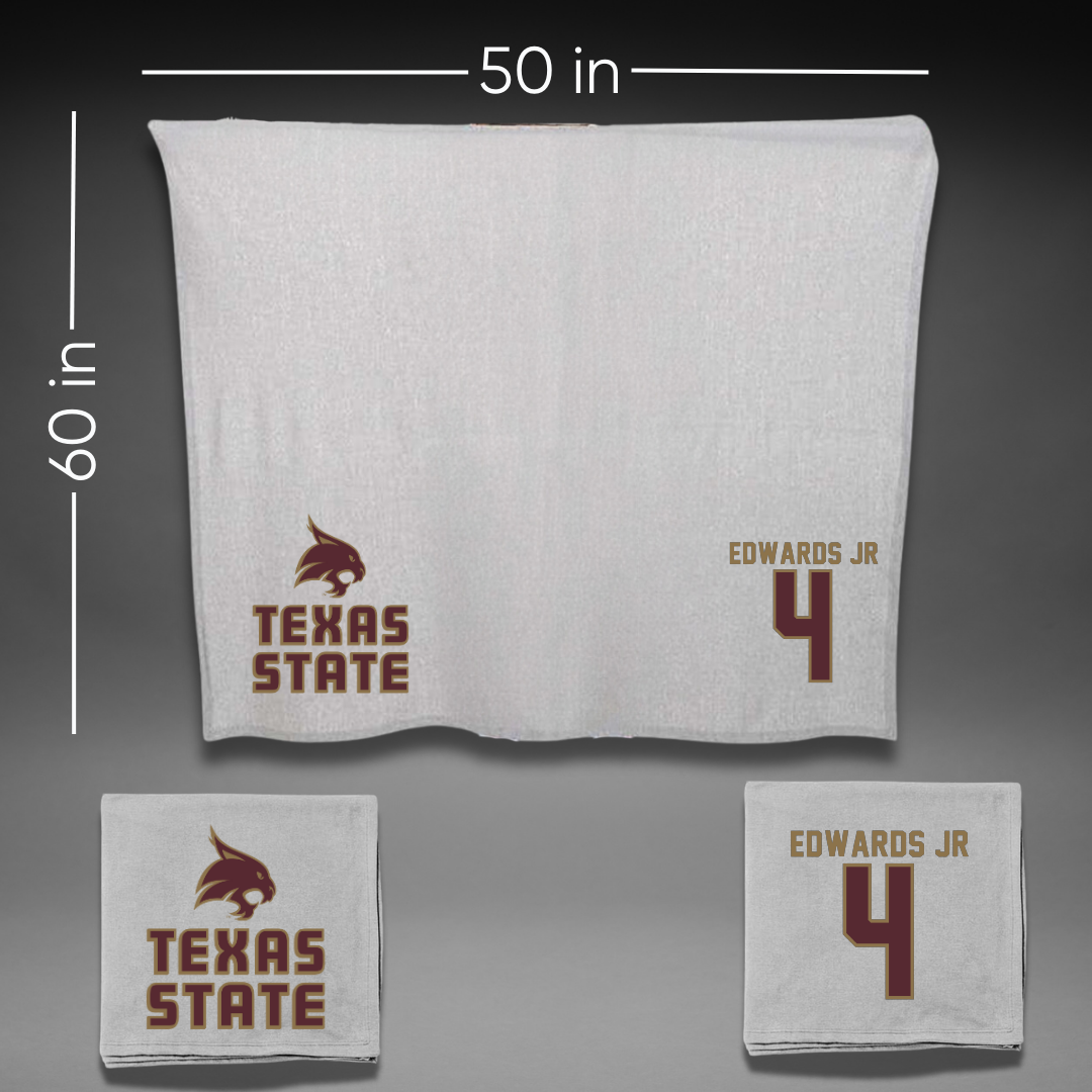 Texas State University Football Gray Blanket - #4 Alonzo Edwards Jr