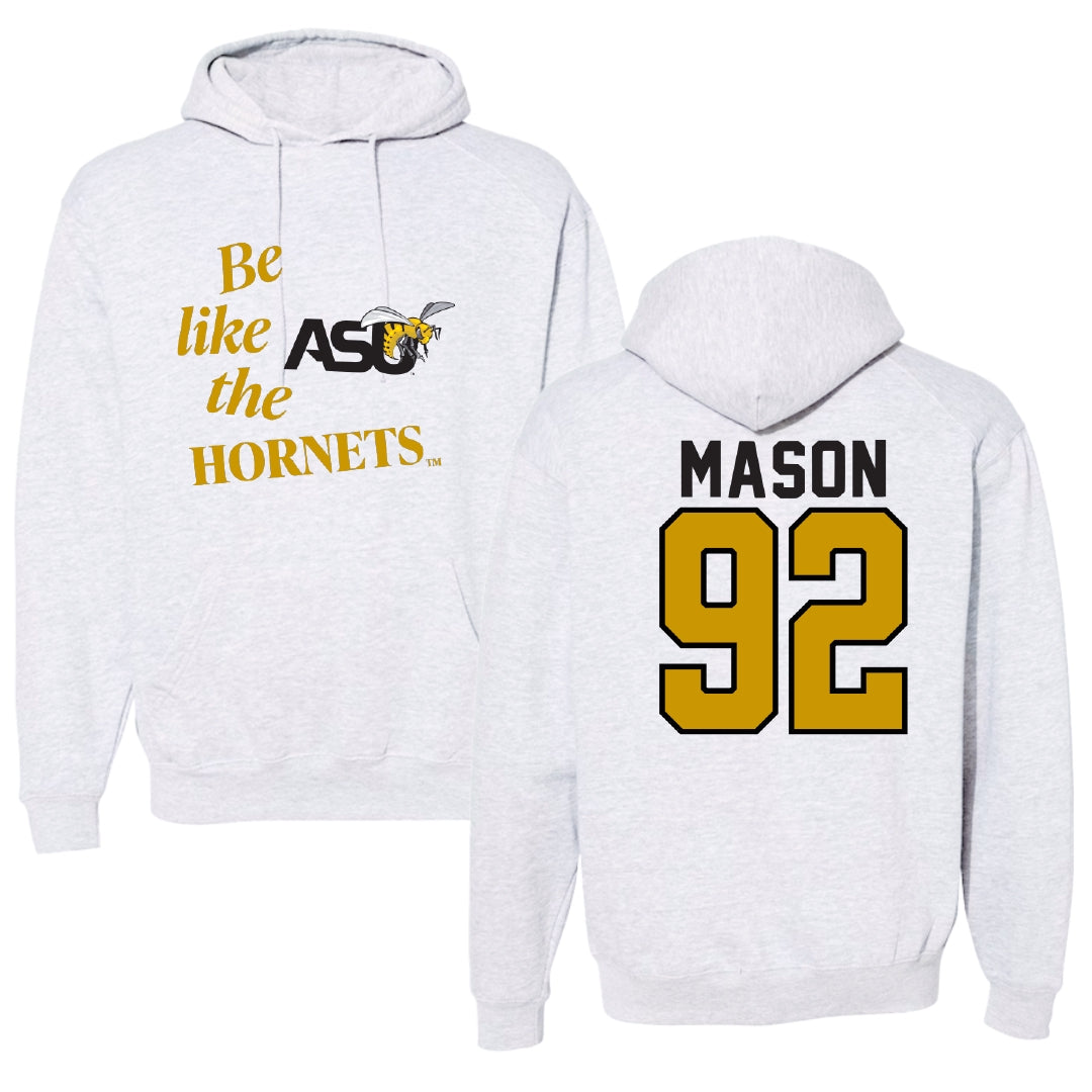 Alabama State University Football Light Gray Be Like Us Hoodie - #92 Ajani Mason
