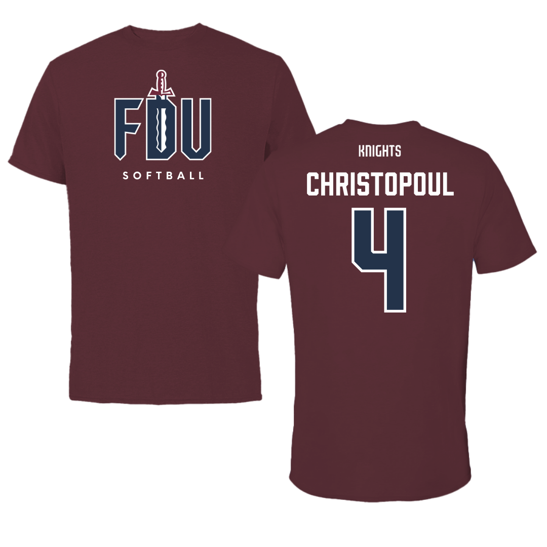 Fairleigh Dickinson University-Metropolitan Campus Softball Maroon Tee - #4 Olivia Christopoul
