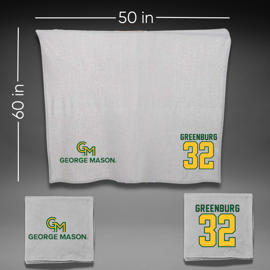 George Mason University Basketball Gray Blanket - #32 Page Greenburg