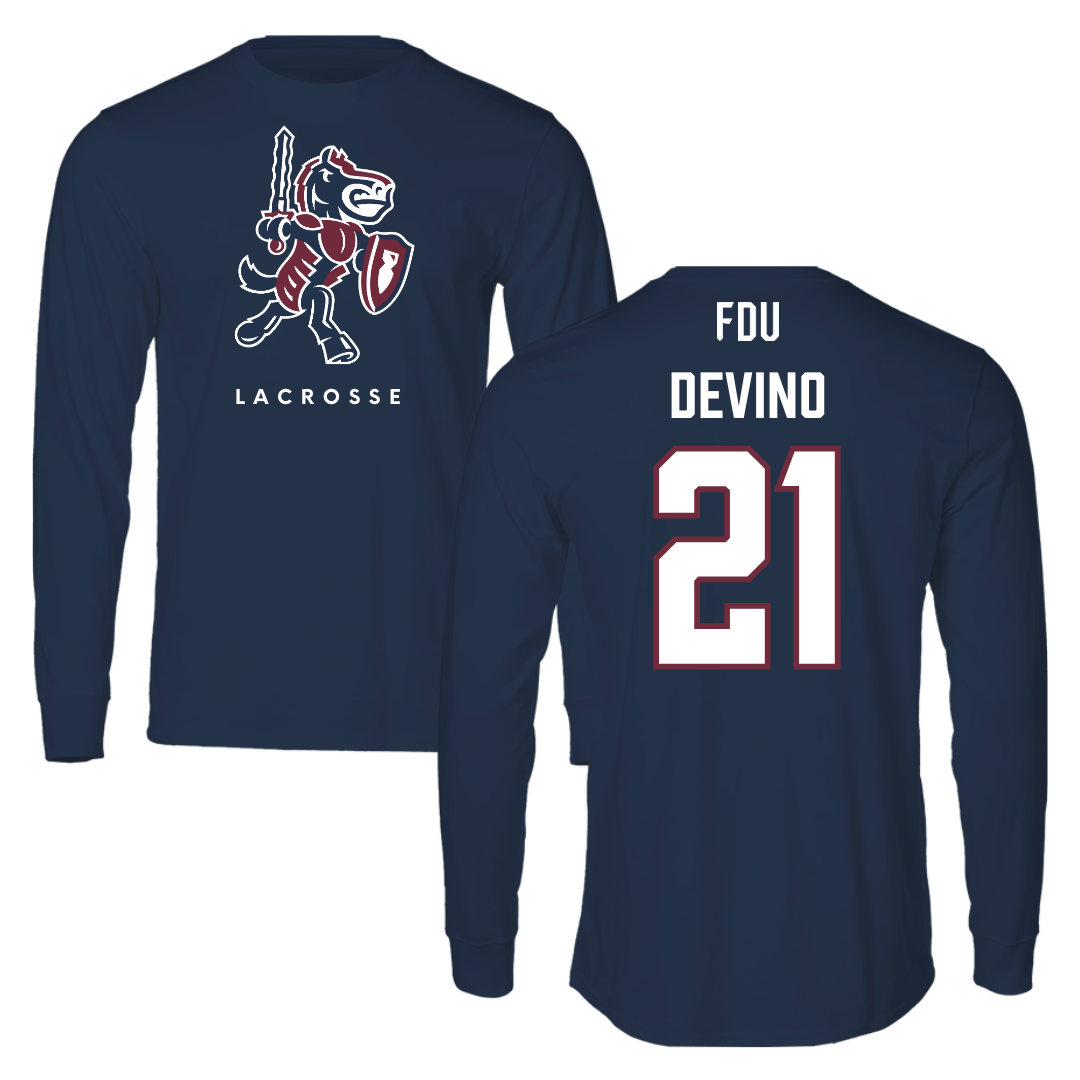Fairleigh Dickinson University-Metropolitan Campus Lacrosse Navy Performance Long Sleeve - #21 Mia Devino