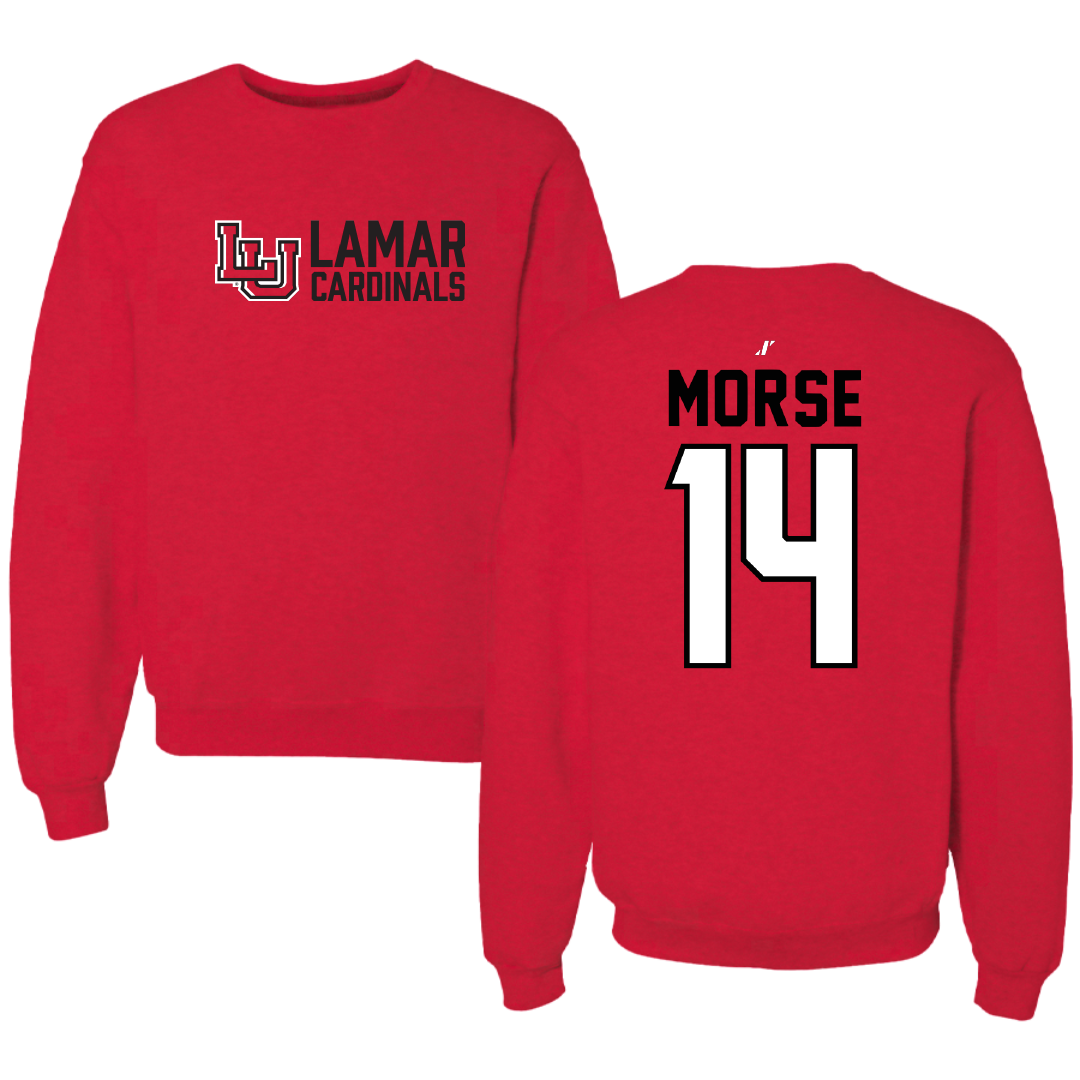 Lamar University Baseball Red General Crewneck - #14 Trhea Morse