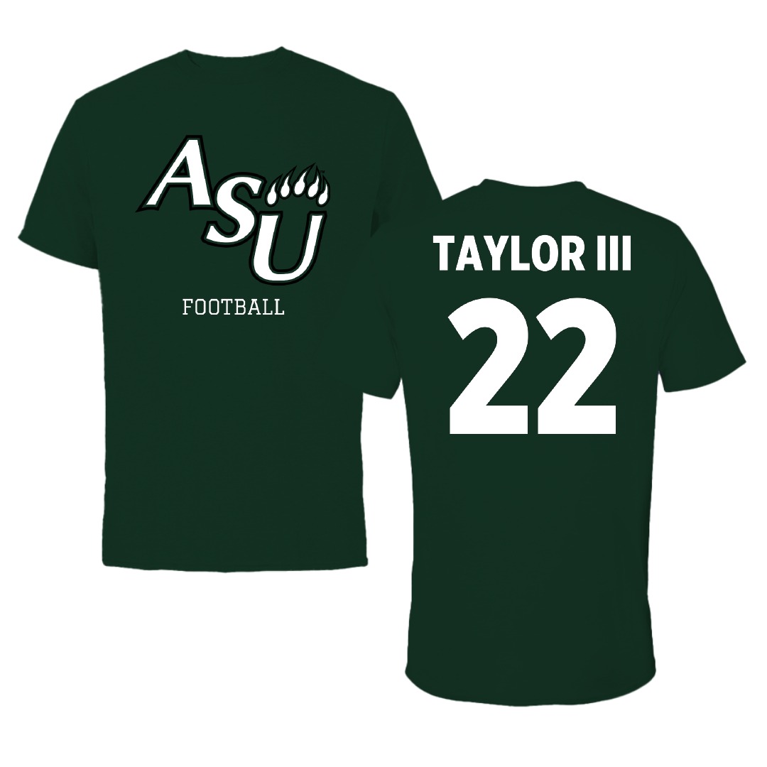 Adams State University Football Forest Green Tee - #22 Dervin Taylor III