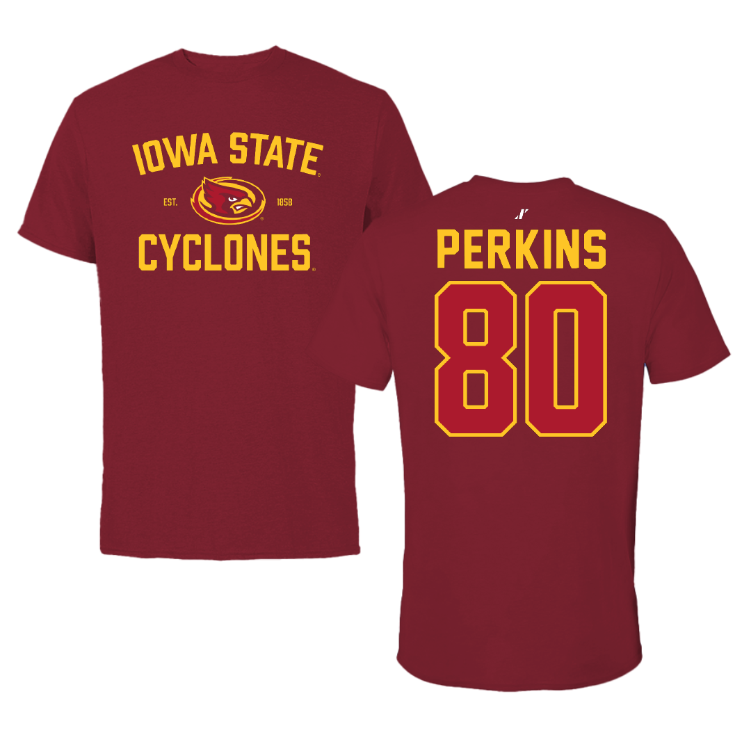 Iowa State University Football Cardinal General Tee - #80 Tyler Perkins
