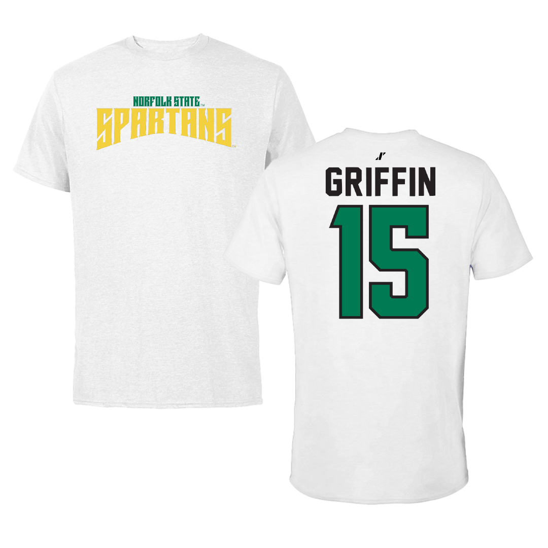 Norfolk State University Football White Classic Tee - #15 Jordan Griffin