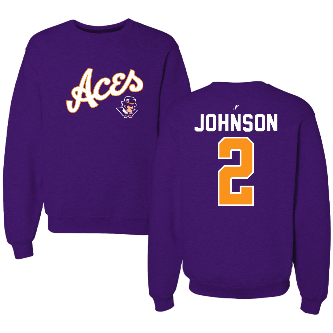 University of Evansville Soccer Purple General Crewneck - #2 Taylor Johnson