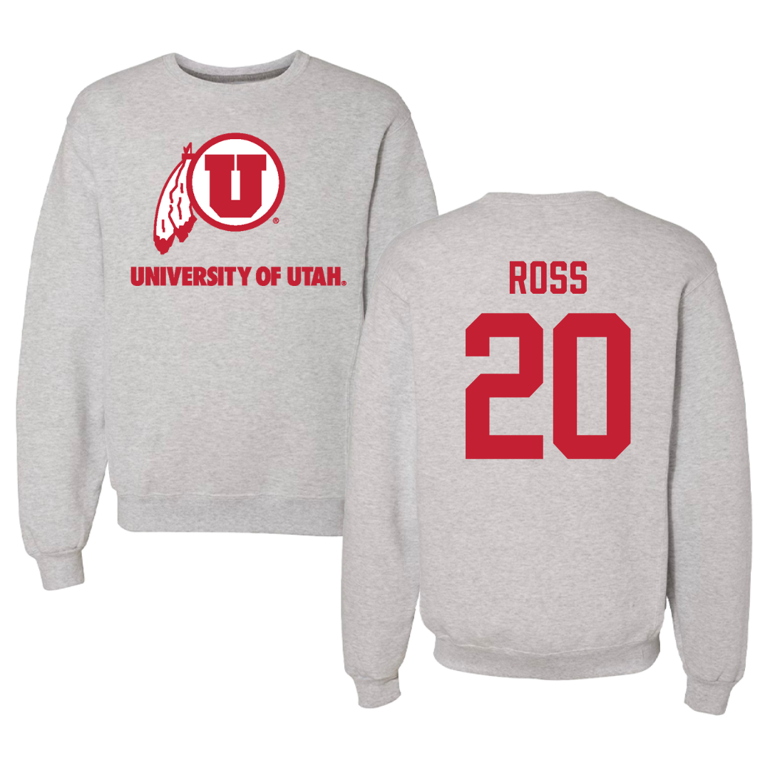 University of Utah Basketball Gray Crewneck - #20 Reese Ross